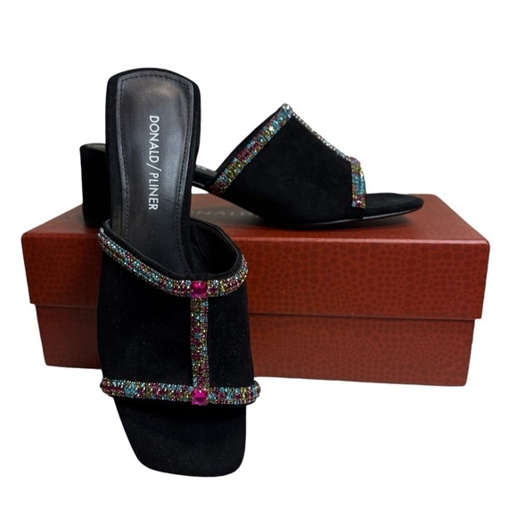Donald Pliner IOB Bete Crystal Embellished Heeled Slide Sandals - Picture 2 of 5